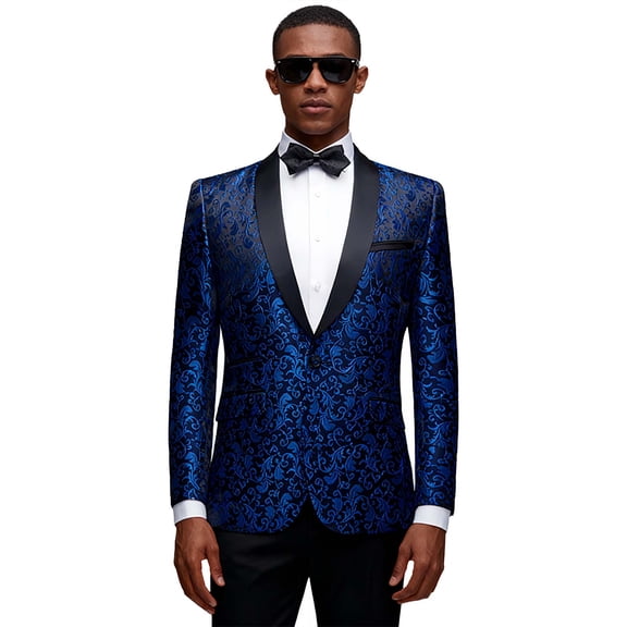 Mens Prom Tuxedo 2-Piece Shawl Lapel Jacquard Suit - Blazer Pants for Party Banquet Business Event