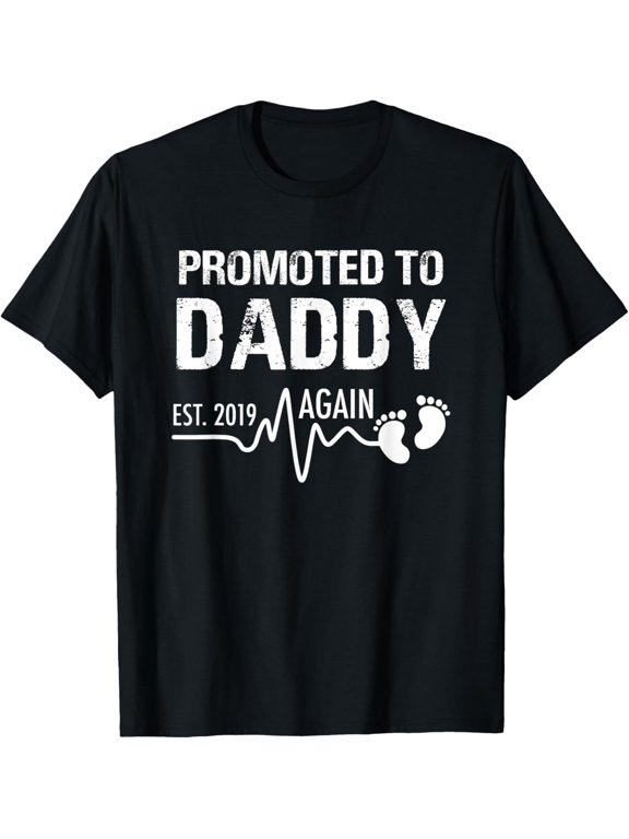 Mens Promoted To Daddy Again Est 2019 T-Shirt Expecting Father
