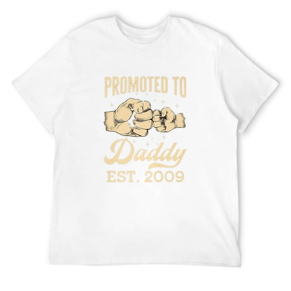 Mens Promoted To Daddy Est. 2009 First Time Dad Father's Day Puns T-Shirt White