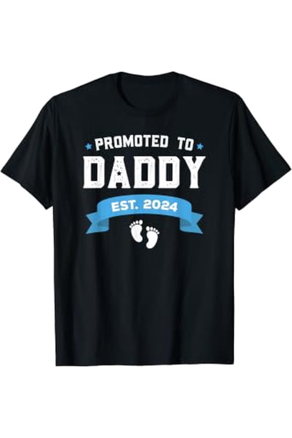 Mens Promoted To Daddy Est. 2024 Shirt New Dad Gift First Daddy T-Shirt