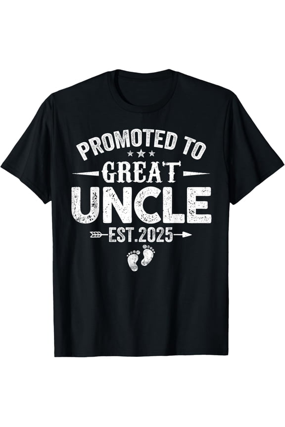 Mens Promoted To Great Uncle Est 2025 Soon To Be New Uncle T-Shirt