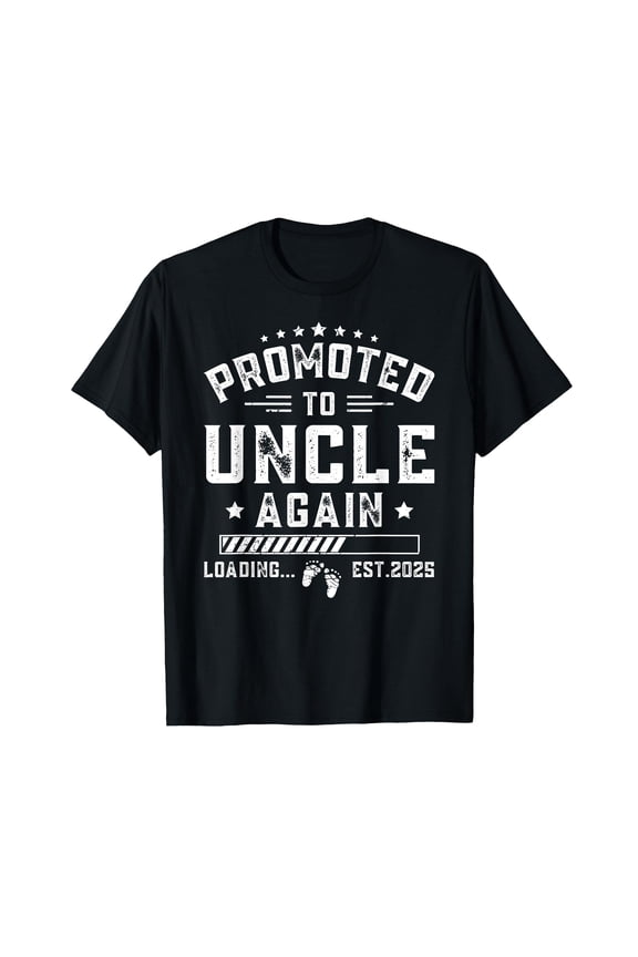Mens Promoted To Uncle Again Est 2025 Pregnancy Announcement T-Shirt