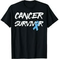 thumbnail image 1 of Mens Prostate Cancer Awareness Survivor Gift Light blue Ribbon T-Shirt, 1 of 4