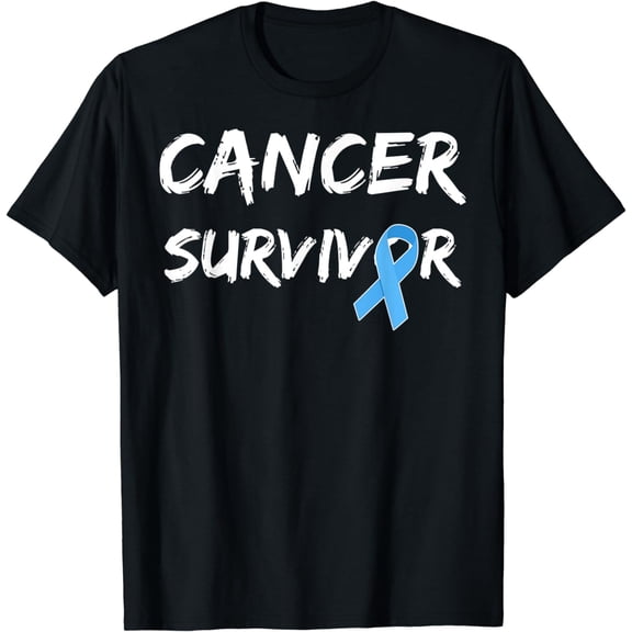 Mens Prostate Cancer Awareness Survivor Gift Light blue Ribbon T-Shirt