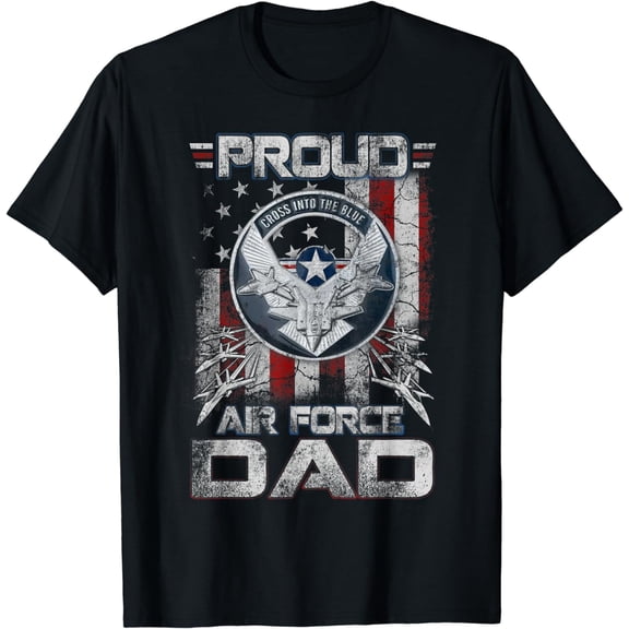 Mens Proud Air Force Dad Shirt Military Family Fathers Day T-Shirt
