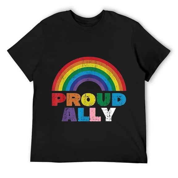 Mens Proud Ally LGBT Rainbow Gay Pride Month T-Shirt Black