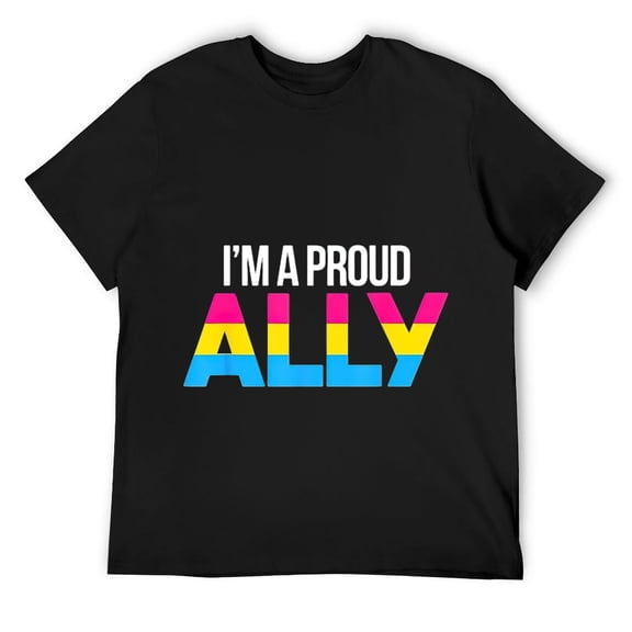 Mens Proud Ally Pansexual Flag LGBT Pride Flag Pan Gay Lesbian T-Shirt Black