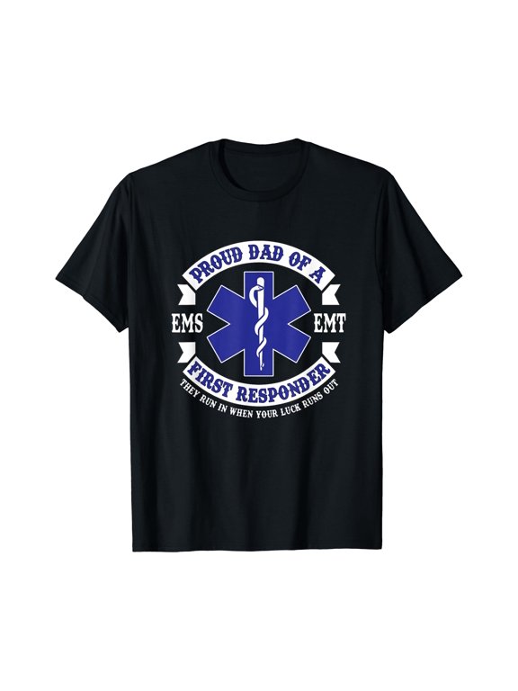 Mens Proud Dad First Responder EMS EMT Novelty Gift Apparel T-Shirt