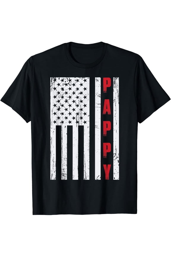 Mens Proud Pappy American Flag Fathers Day Pappy Gift T-Shirt