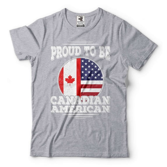 Mens Proud To Be American Canadian Shirt America Canada Shirt Canadian Patriotic Shirt Canada Tee (3X-Large Grey)