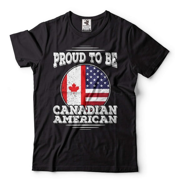 Mens Proud To Be American Canadian Shirt America Canada Shirt Canadian Patriotic Shirt Canada Tee (Large Black)