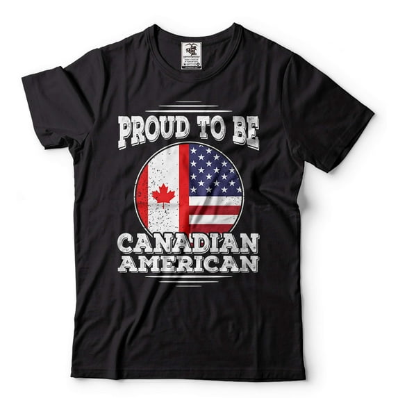 Mens Proud To Be American Canadian Shirt America Canada Shirt Canadian Patriotic Shirt Canada Tee (Small Black)