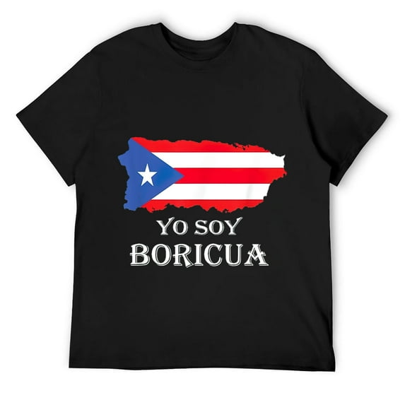 Mens Puerto Rico Map Flag Yo Soy Boricua T Shirt Black