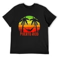 thumbnail image 1 of Mens Puerto Rico Sunset Palm Trees Beach Hammock Graphic T-Shirt Black X-Large, 1 of 5