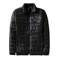 thumbnail image 1 of Mens Puffer Jacket Windproof Lightweight Winter Jackets Warm Zip Up Coats Packable Quilted Down Jacket with Pockets Stand Collar Solid, 1 of 3
