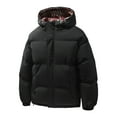 thumbnail image 1 of Mens Puffer Jacket Windproof Zip Up Down Jacket Winter Warm Thickened With Hood Outdoor Thermal Cold Weather Baggy Down Outerwear Plus Size Jackets Black L, 1 of 3