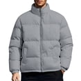 thumbnail image 1 of Mens Puffer Jacket Winter Coats Hood less Quilted Down Jackets Grey L, 1 of 5
