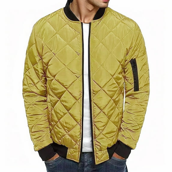 Mens Puffer Jacket Winter Warm Lightweight Puffy Coats Waterproof Long Sleeve Zip Up Quilted Parka Jackets Stand Collar Fashion 2024