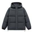 thumbnail image 1 of Mens Puffer Jacket Winter Warm Thick Hooded Puffer Coat Zip Up Baggy Down Outerwear Relaxed Fit Padded Loose Casual Fall Jackets for Men Grey XXXL, 1 of 3
