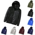 thumbnail image 1 of Mens Puffer Jacket With Hood Lightweight Zip Up Packable Water-Resistant Winter Coats Outwear, 1 of 6