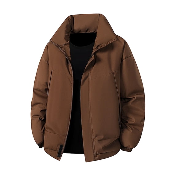 Mens Puffer Jackets Thick Warm Down Coats Stand Collar Winter Coat Mid Length Parka Jacket Army Green M