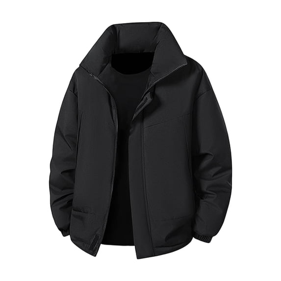 Mens Puffer Jackets Thick Warm Down Coats Stand Collar Winter Coat Mid Length Parka Jacket White 3XL