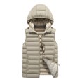 thumbnail image 1 of Mens Puffer Sleeveless Jackets Removable Hooded Full Zipper Fashion Casual Solid Color Winter Warm Jacket Khaki XL, 1 of 6