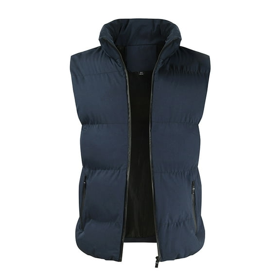 Mens Puffer Vest Down Alternative Water Resistant Packable Outerwear Zip Up Pockets Warm Versatile Layer,Blue,2XL