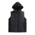 thumbnail image 1 of Mens Puffer Vest Outerwear Coats Winter Warm Down Puffy Vests Lightweight Sleeveless Padded Jacket with Sherpa Hooded Black XL, 1 of 7