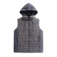 thumbnail image 1 of Mens Puffer Vest Outerwear Coats Winter Warm Down Puffy Vests Lightweight Sleeveless Padded Jacket with Sherpa Hooded Gray 3XL, 1 of 7