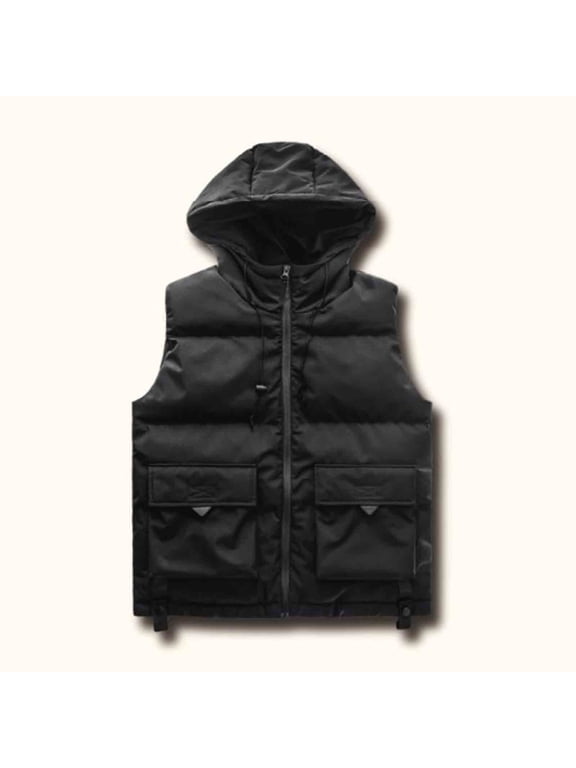 Mens Puffer Vest Quilted Down Jacket Lightweight Outdoor Padded Sleeveless Coat Winter Warm Puffy Vest Casual Outerwear Black XL