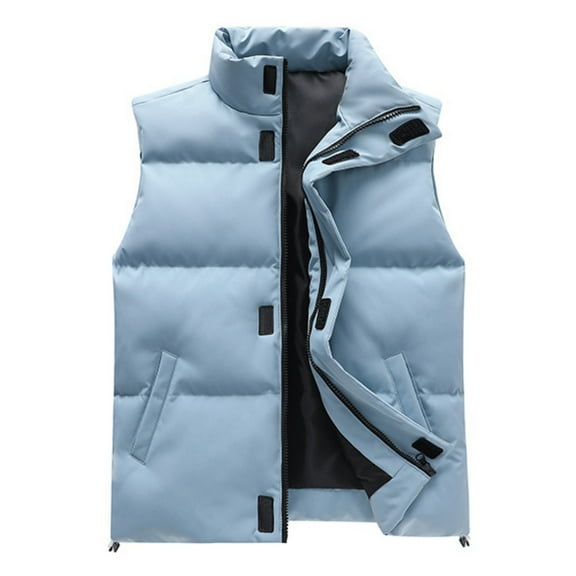 Mens Puffer Vest Quilted Down Water-Resistant Windproof Down Vest Full Zipper Sleeveless Jacket with Pockets Winter Warm Puffy Lightweight Coat for Running Golf Outdoor,Blue XL