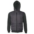 thumbnail image 1 of Mens Puffer Zipper Jacket Warm Fleece Sweatshirt Hoodie D Charcoal H Black 2XL, 1 of 4