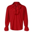 thumbnail image 1 of Mens Puffy Sleeve Medieval Shirt Loose Top Pirate Costume Halloween Cosplay Halloween Costumes for Adults, Size L, 1 of 7