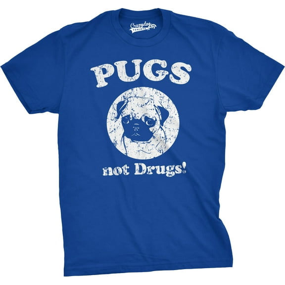 Mens Pugs Not Drugs T shirt Pug Face Funny T shirts Dogs Humor Novelty Tees Graphic Tees