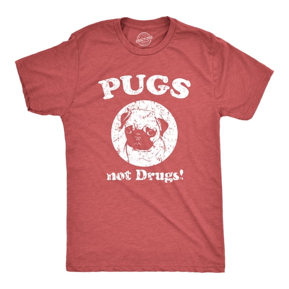 Mens Pugs Not Drugs T shirt Pug Face Funny T shirts Dogs Humor Novelty Tees Graphic Tees