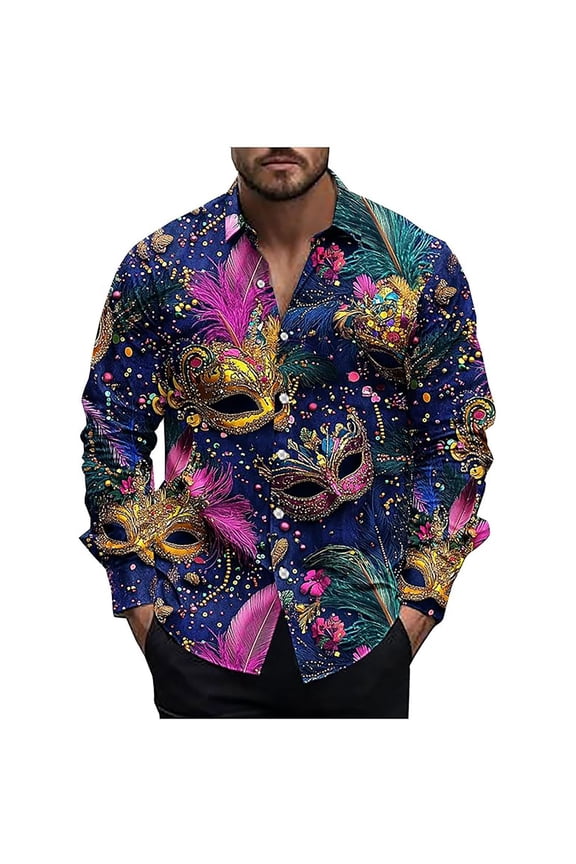 Mens Pullover Casual Long Sleeve Carnival Occasions Comfort Mens Performance Polos,Dark Purple,4XL