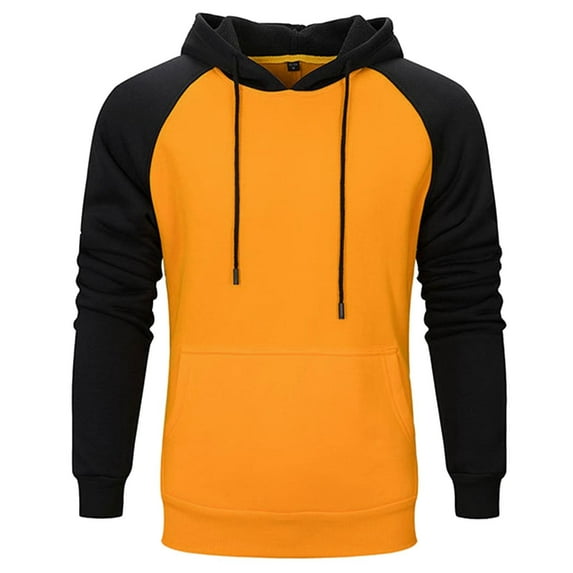 Mens Pullover Hooded Sweatshirts Drawstring Fleece Color Block Long Sleeve Hoodies Casual Fall Blouse with Pocket