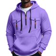 thumbnail image 1 of Mens Pullover Hoodie Fleece Sweatshirt Chest Zip Pockets Kangaroo Pocket Casual Hooded Top, 1 of 8