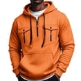 thumbnail image 1 of Mens Pullover Hoodie Fleece Sweatshirt Chest Zip Pockets Kangaroo Pocket Casual Hooded Top, 1 of 8