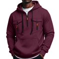 thumbnail image 1 of Mens Pullover Hoodie Fleece Sweatshirt Chest Zip Pockets Kangaroo Pocket Casual Hooded Top, 1 of 8