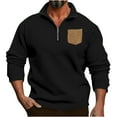 thumbnail image 1 of Mens Pullover Hoodie,Half Zip Pullover Men,Pullover Hoodie Pocket Solid Color Half Cut Half Zip Man Long Sleeve Hoodless Casual Outwear Jackets,Long Jacket for Men, 1 of 6