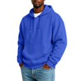 thumbnail image 1 of Mens Pullover Hoodie Solid Long Sleeve Casual Hooded Sweatshirt Drawstring Gym Top Front Pocket Soft Warm Cozy Top Blue XL, 1 of 5