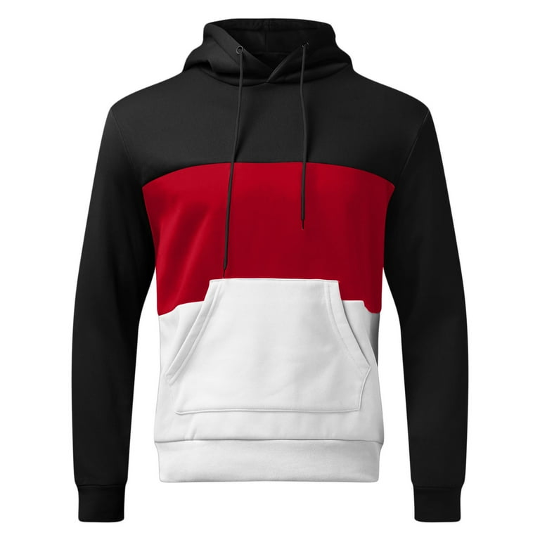 Color block drawstring hooded sweatshirt deals