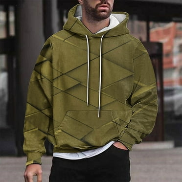 Mens Pullover Hoodies Sweatshirts Big & Tall Clearance M-4X Plus Size Long Sleeve Tops with Pocket Casual Basic Loose Argyle Printed Comfort Hoodie