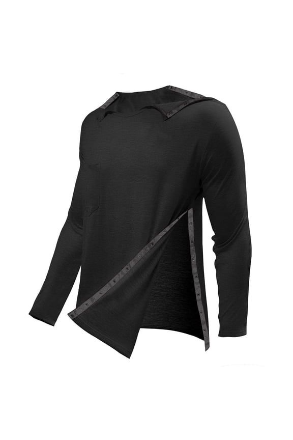 Mens Pullover Poserative Recovery Long Sleeve Shoulder Chest Mens formal Shirts,Black,2XL