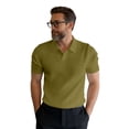 thumbnail image 1 of Mens Pullover Short Sleeve Ribbed Texture Collar Sweater Mens Summer Tops,Army Green,3XL, 1 of 4