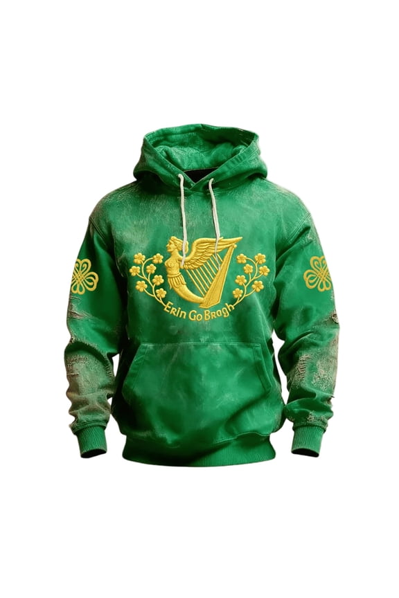 Mens Pullover St. Patrick'S Day Irish Green Graphic Fleece Jacket for Celebration Men'S Festival Clothes,Green,M