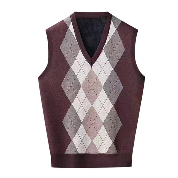 Mens Pullover Sweater Vest Button Up Fashion V Neck Sleeveless Knit Fleece Mens Warm Clothes,Red,2XL