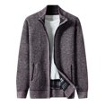 thumbnail image 1 of Mens Pullover Sweater Zipper Solid Color Pockets High Neck Thickened Knit Mens Workout Jacket,Dark Gray,2XL, 1 of 8